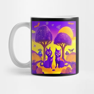 funny weird cats in forest Mug